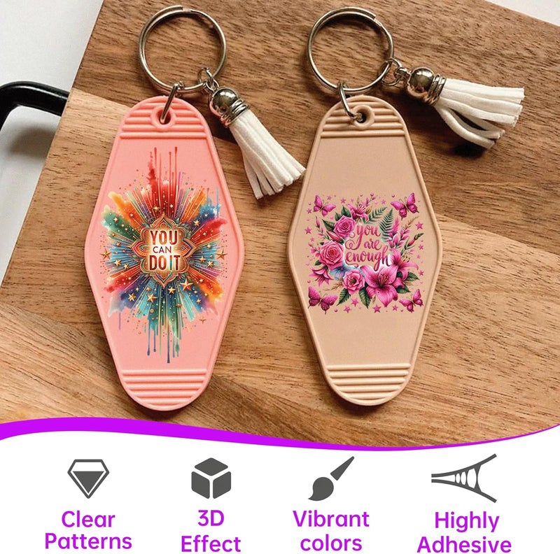 CHNVICK 48PCS UV DTF Keychain Transfer, Daily Inspirational Quotes UV DTF wrap with Bright Colors and Beautiful Design for Keychain, Laptop, Greeting Card Decoration - Image 4